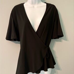 Leith Black Wrap Blouse